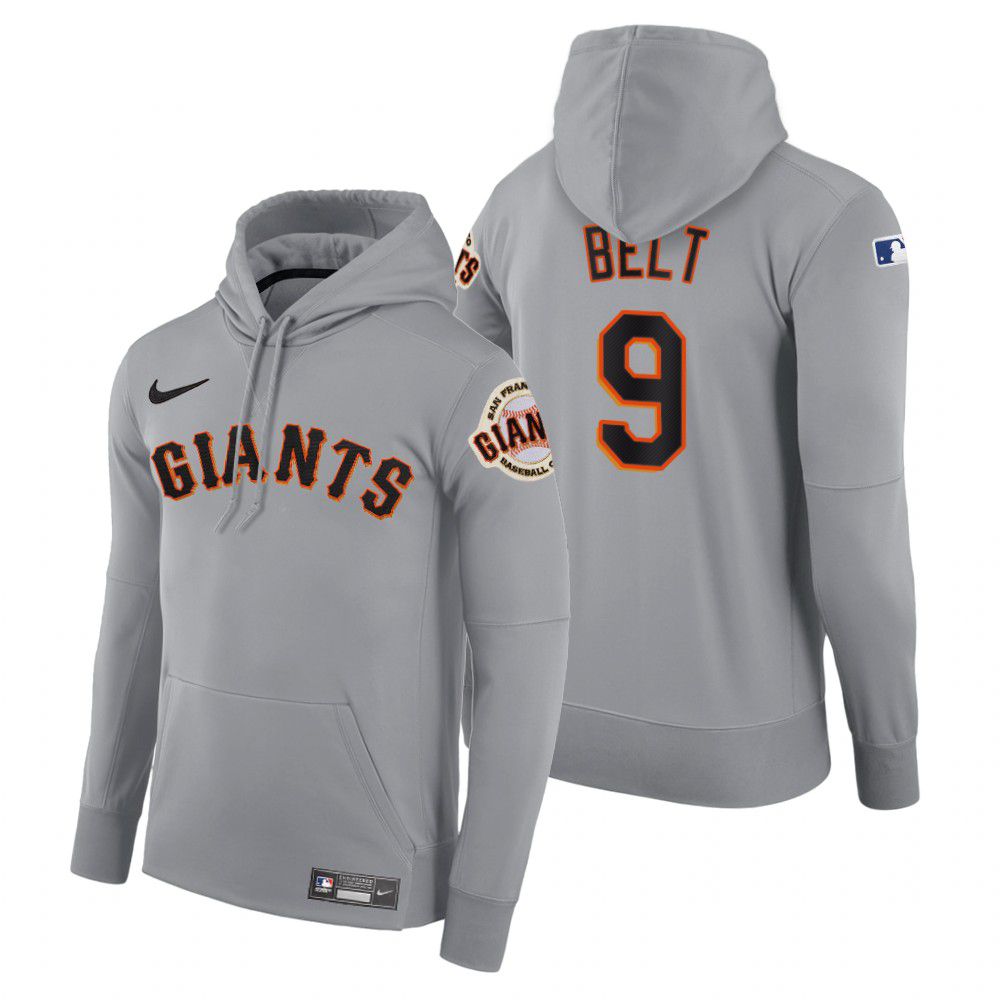 Men San Francisco Giants #9 Belt gray road hoodie 2021 MLB Nike Jerseys->milwaukee brewers->MLB Jersey